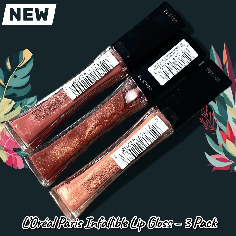 L’Oréal Paris Infallible Plump Pro Gloss – 3-Piece Set (NWT, Full Size)